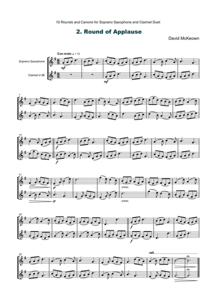 10 Rounds and Canons for Soprano Saxophone and Clarinet Duet