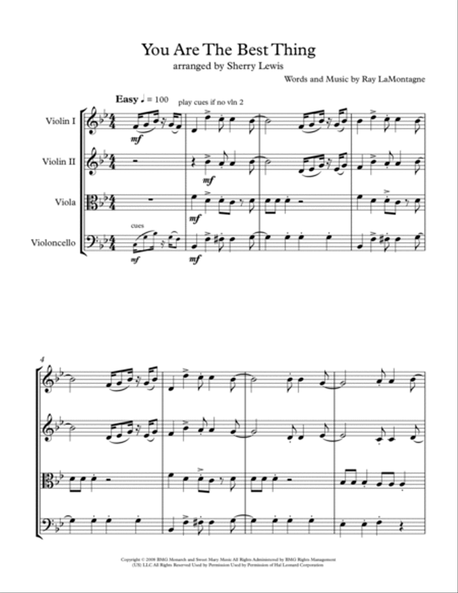 You Are The Best Thing String Quartet scores gallery preview page 4