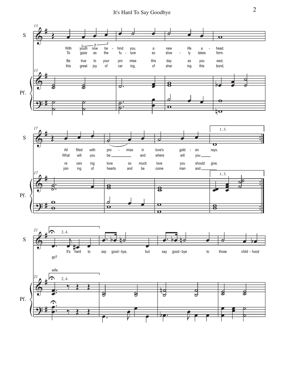 It's Hard To Say Goodbye It's Hard To Say Goodbye Piano, Vocal scores gallery preview page 2