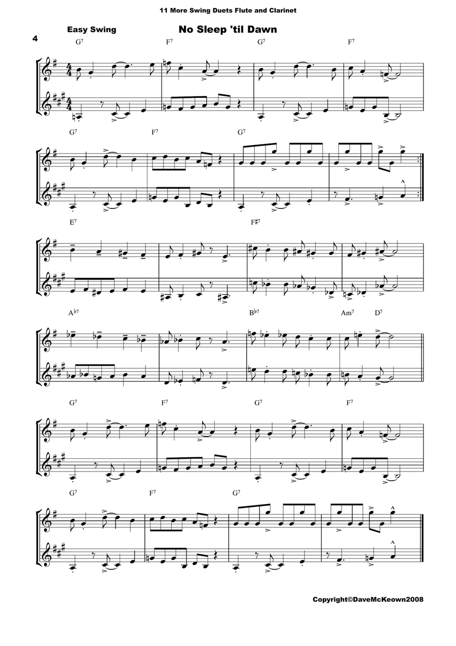 11 More Swing Duets for Flute and Clarinet Woodwind Duet scores gallery preview page 4