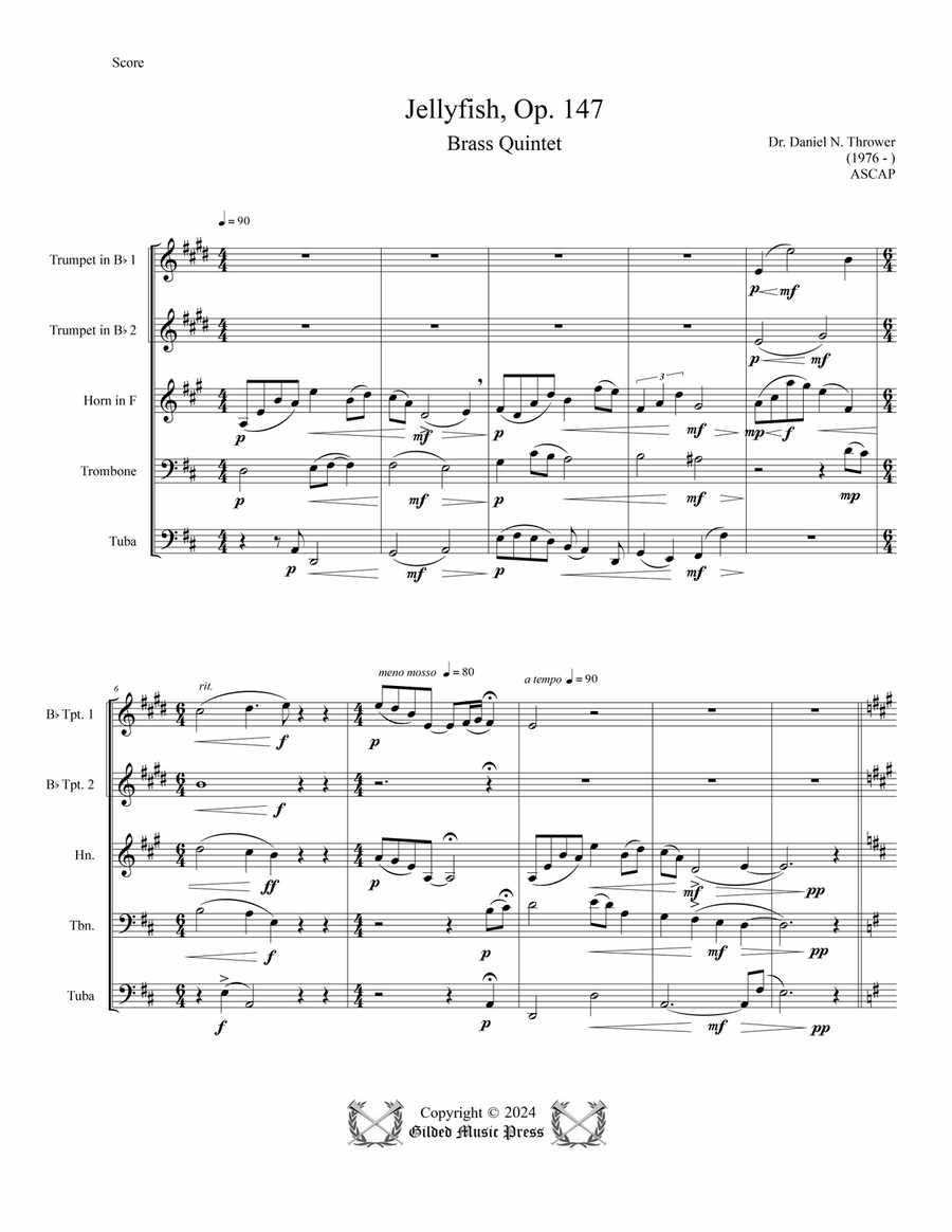 Jellyfish, Op. 147 Brass Quintet scores gallery preview page 5