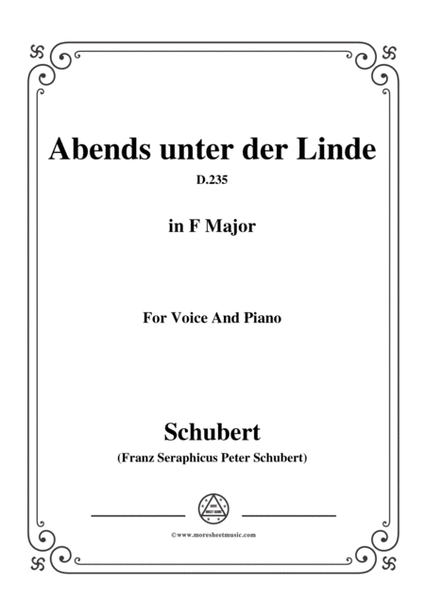 Schubert-Abends unter der Linde,D.235,in F Major,for Voice&Piano image number null