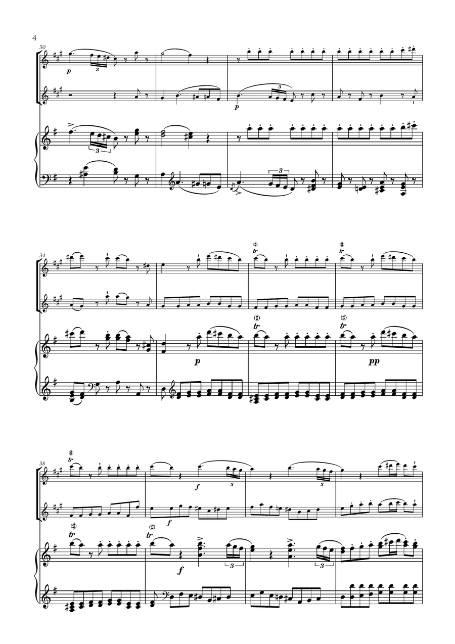 W. A. Mozart - Eine Kleine Nachtmusik (for Soprano Saxophone Duet and Piano) Woodwind Duet scores gallery preview page 4