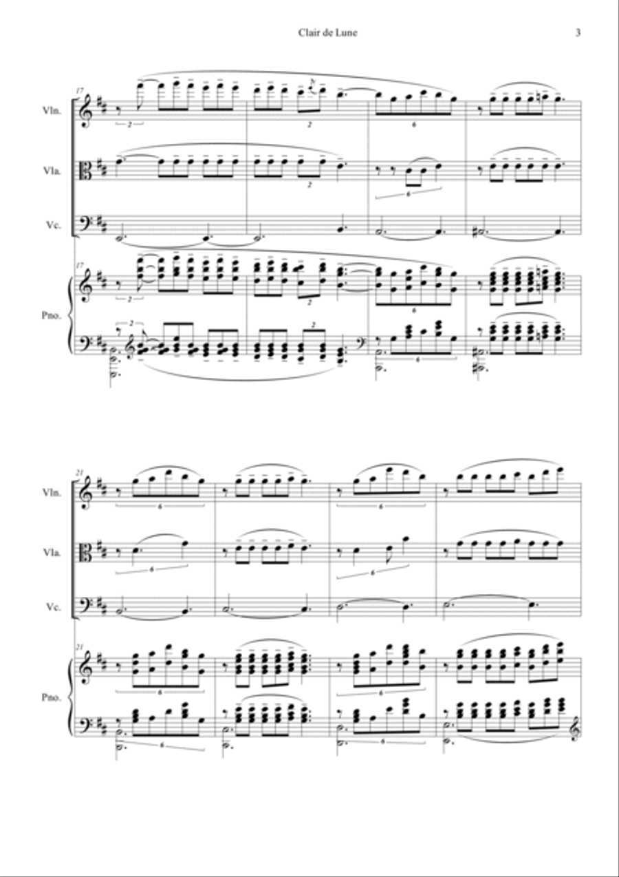 Clair de Lune in D Piano Quartet scores gallery preview page 3