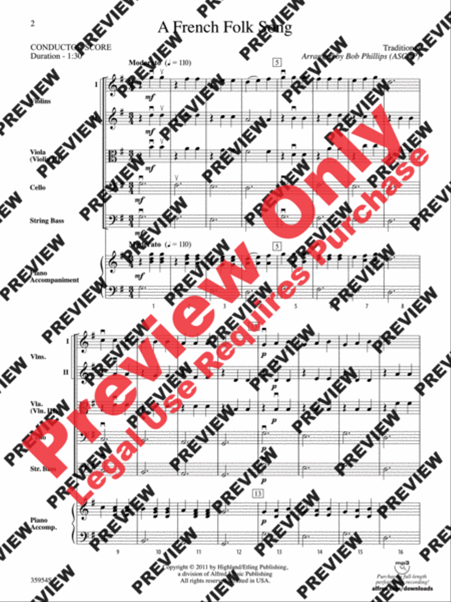 A French Folk Song A French Folk Song String Orchestra scores gallery preview page 3