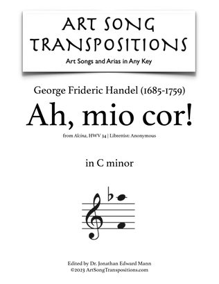 Book cover for HANDEL: Ah, mio cor! (transposed to C minor and B minor)