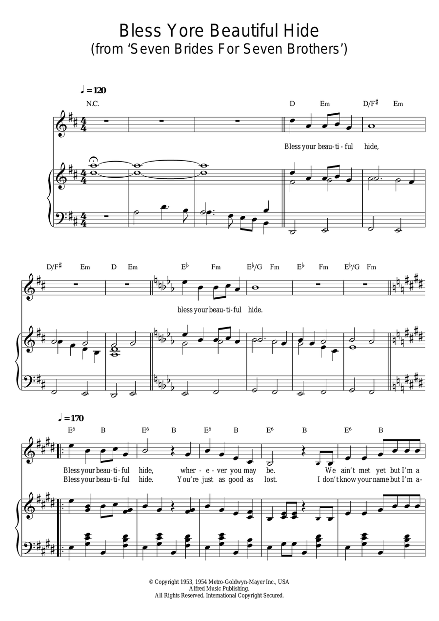 Bless Yore Beautiful Hide (from 'Seven Brides For Seven Brothers') Piano, Vocal scores gallery preview page 1