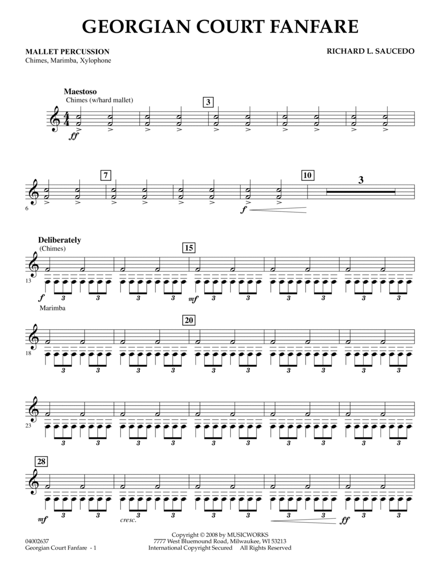 Georgian Court Fanfare - Mallet Percussion Concert Band scores gallery preview page 1