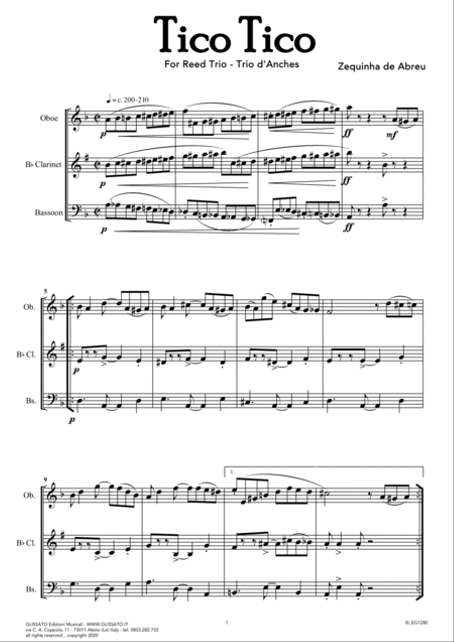 Tico Tico - flexible Reed Trio score & parts Woodwind Trio scores gallery preview page 2