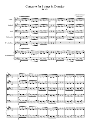 Book cover for Concerto for Strings in D major RV 121