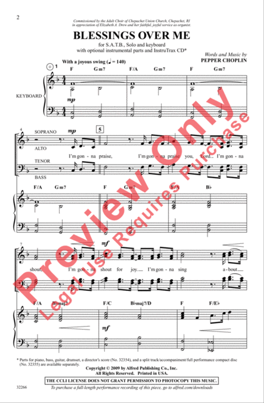Blessings Over Me 4-Part scores gallery preview page 2