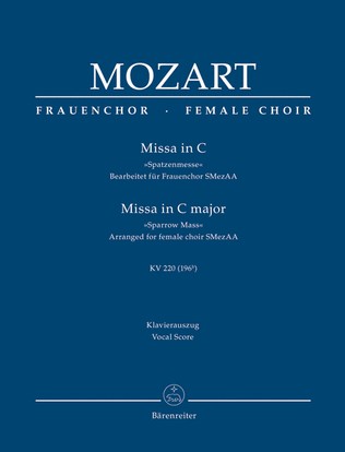 Missa C major K. 220 (196b) "Sparrow Mass" (Arranged for female choir SMezAA)