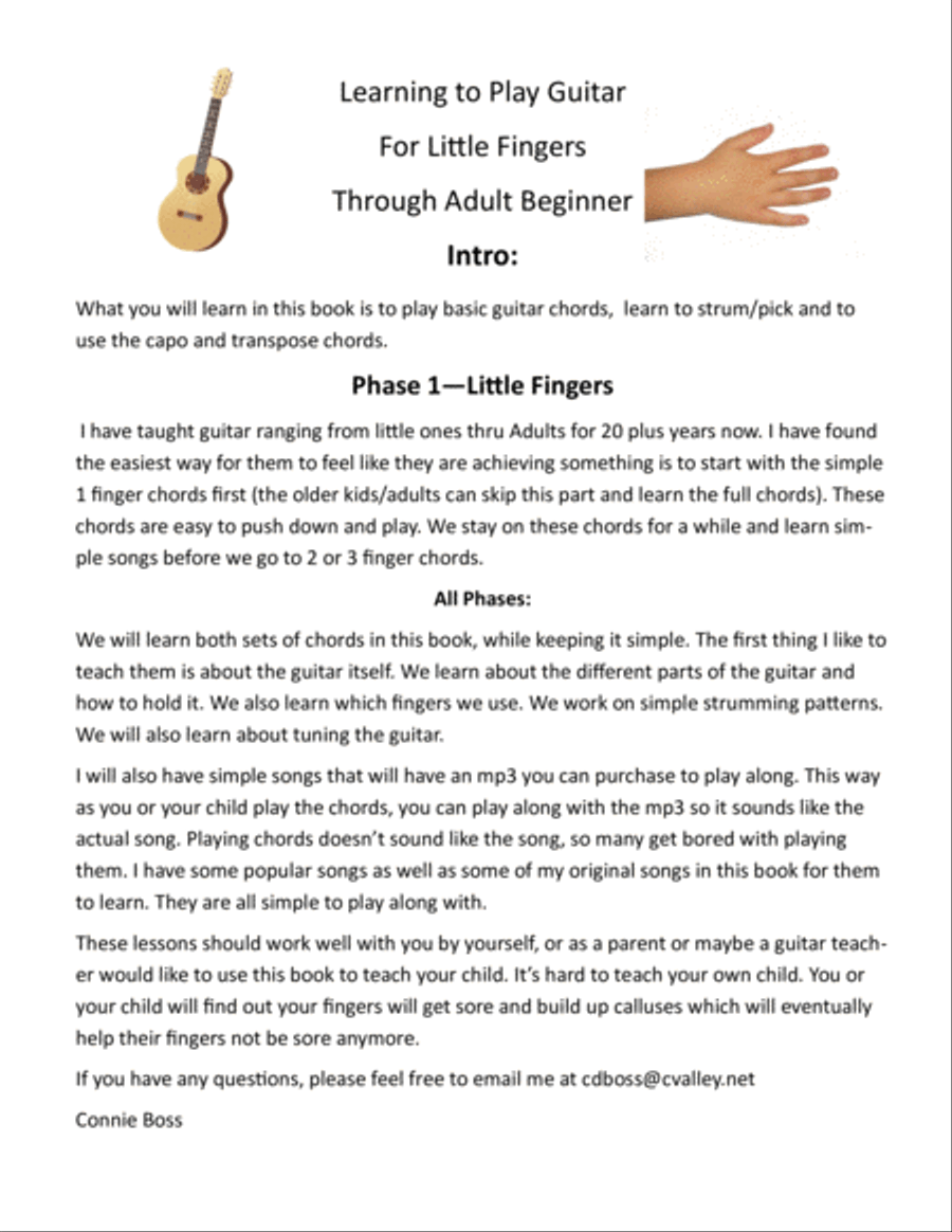 Basic Guitar Lessons for Little Fingers thru Teens/Adults - Phase 1 only Easy Guitar scores gallery preview page 1