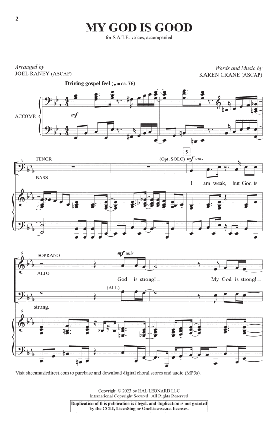 My God Is Good (arr. Joel Raney) 4-Part scores gallery preview page 1