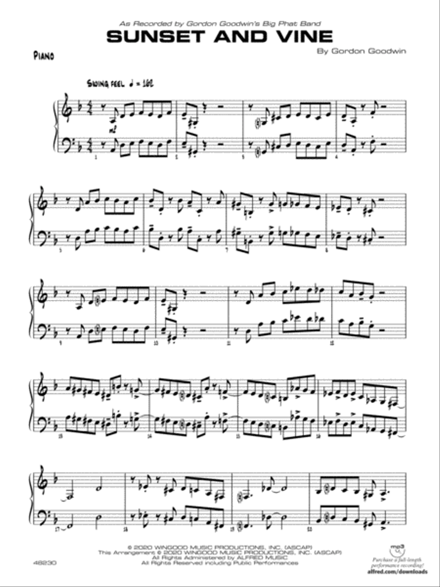 Sunset and Vine: Piano Accompaniment Jazz Ensemble scores gallery preview page 1