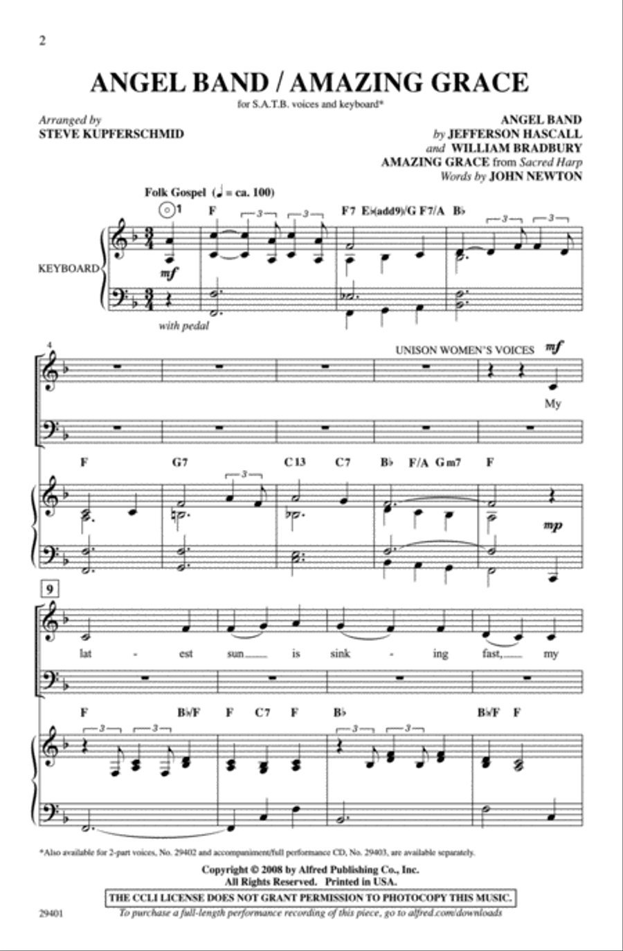 Angel Band Amazing Grace Angel Band Amazing Grace 4-Part scores gallery preview page 2