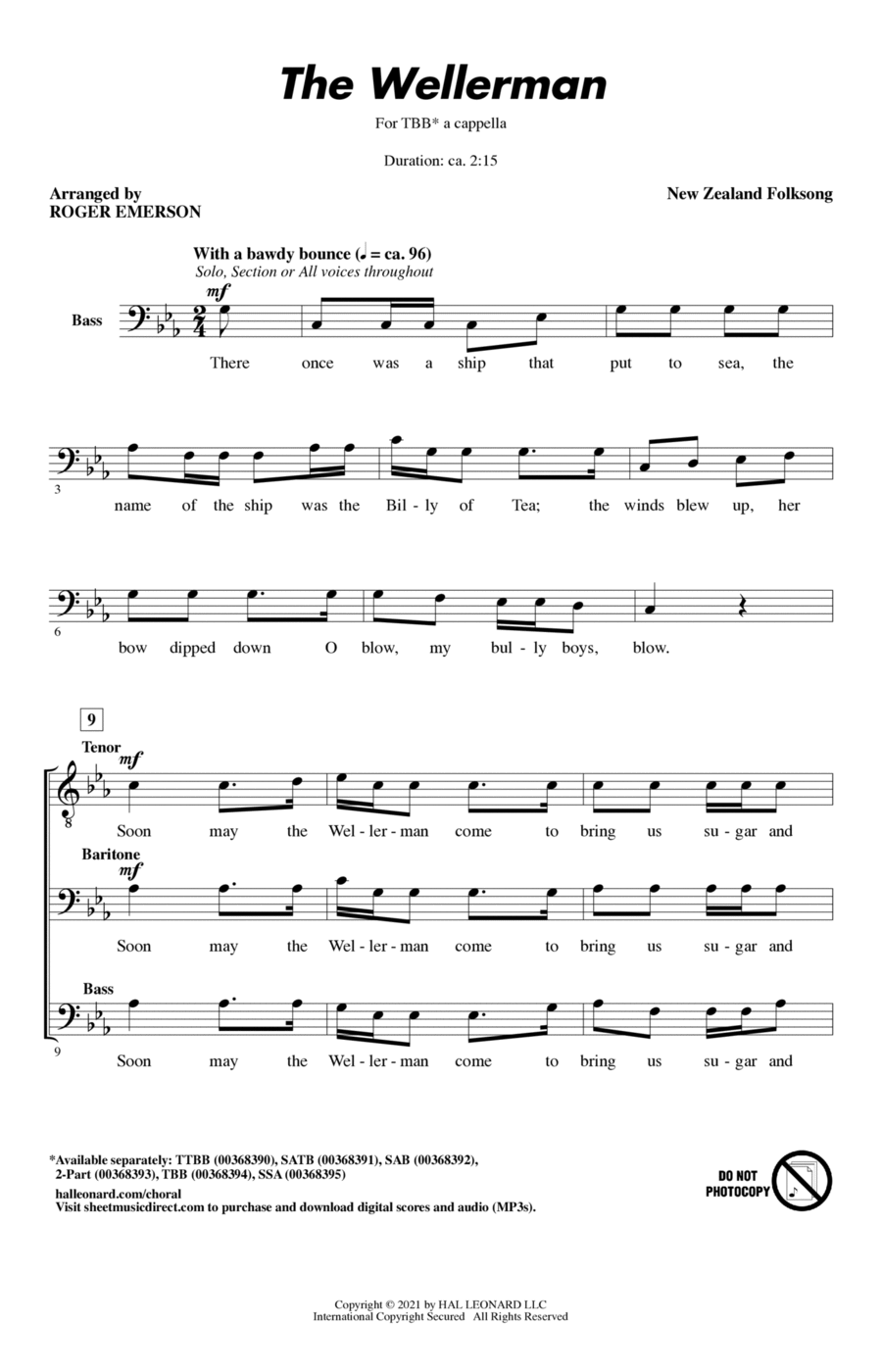 The Wellerman (arr. Roger Emerson) 3-Part scores gallery preview page 1