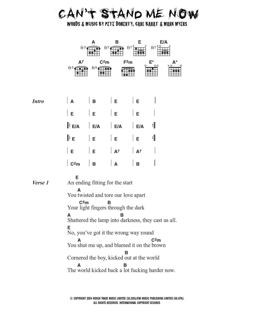 Can't Stand Me Now Easy Guitar scores gallery preview page 1