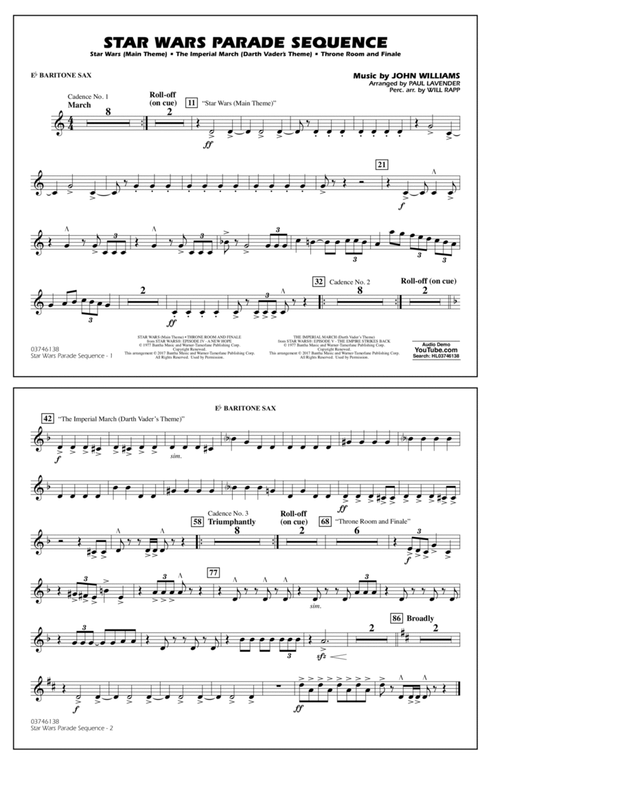 Star Wars Parade Sequence - Eb Baritone Sax