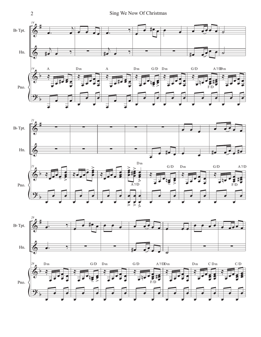Sing We Now Of Christmas (Noël Nouvelet) (Duet for Bb-Trumpet & French Horn) Brass Duet scores gallery preview page 2