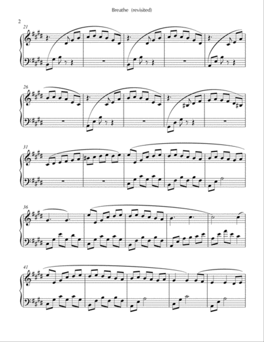 Breathe Piano Solo scores gallery preview page 2