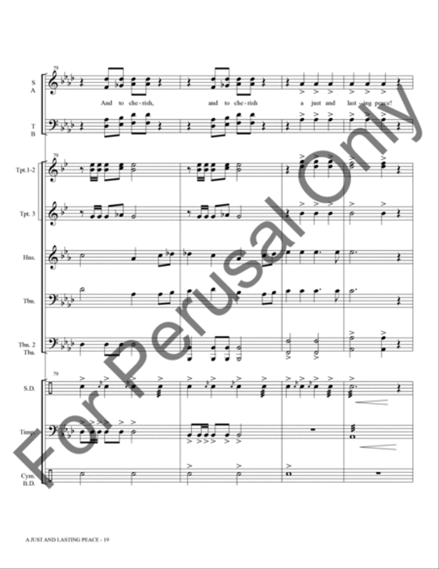 A Just And Lasting Peace (Brass and Percussion Score/Parts) Choir scores gallery preview page 20