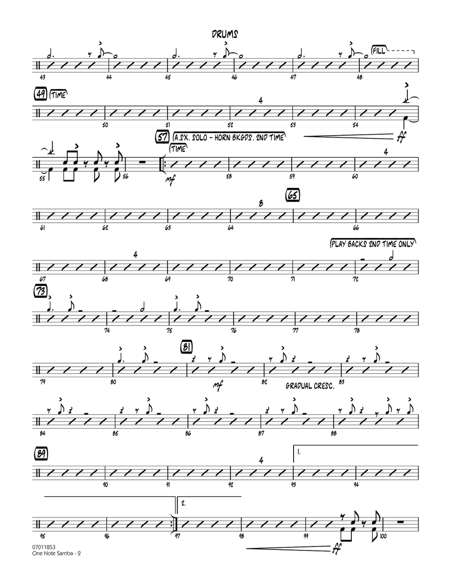 One Note Samba - Drums Jazz Ensemble scores gallery preview page 2