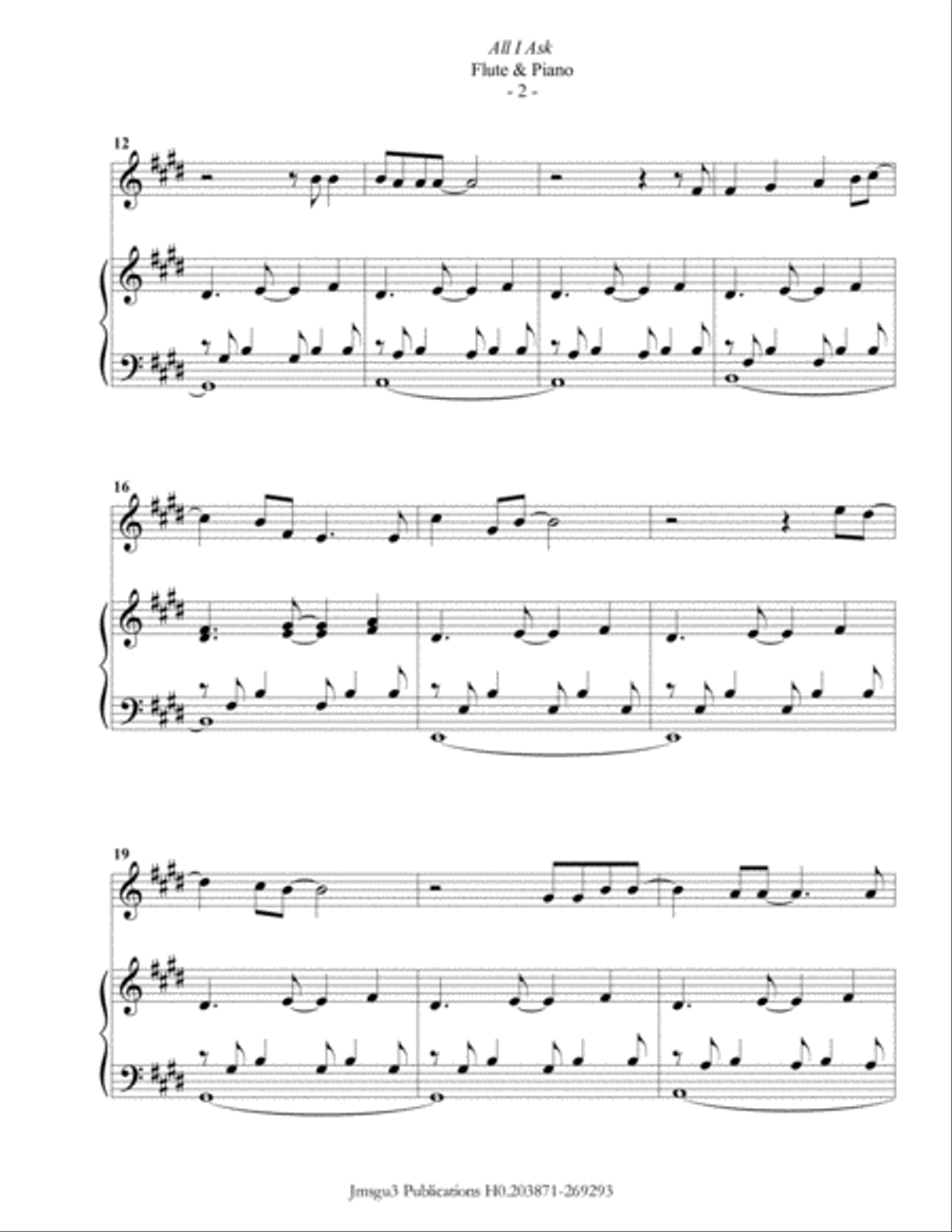 All I Ask Flute Solo scores gallery preview page 2