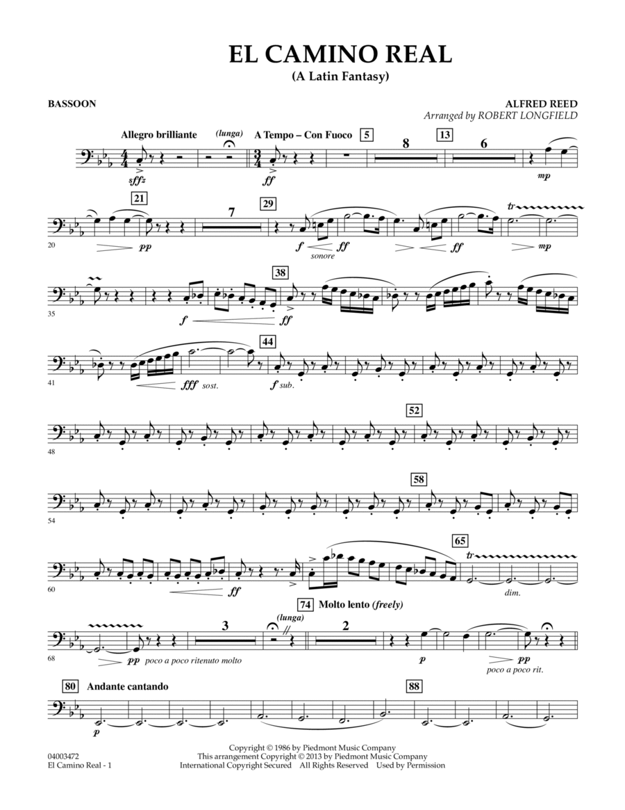 El Camino Real - Bassoon Concert Band scores gallery preview page 1