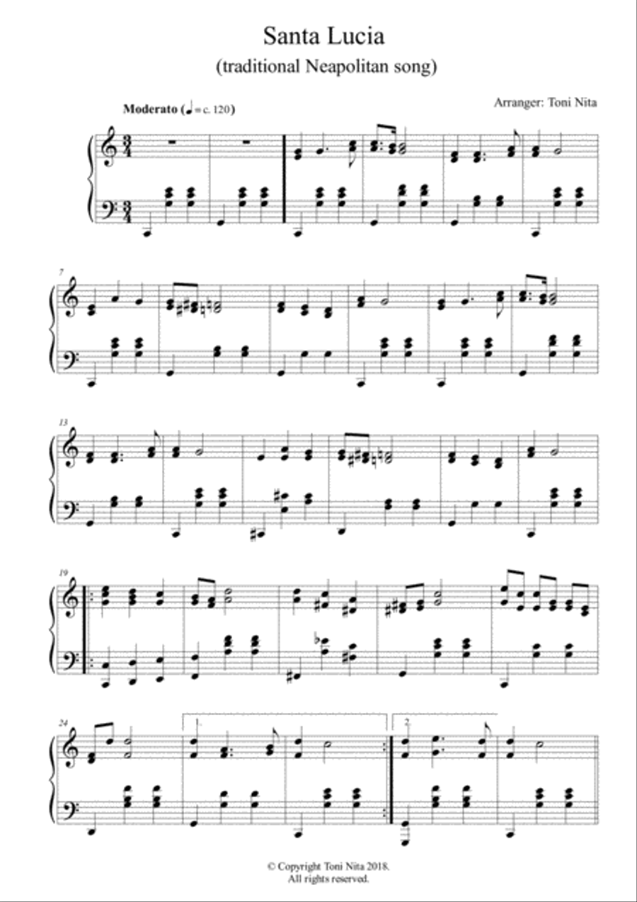 Santa Lucia Santa Lucia Piano Solo scores gallery preview page 1