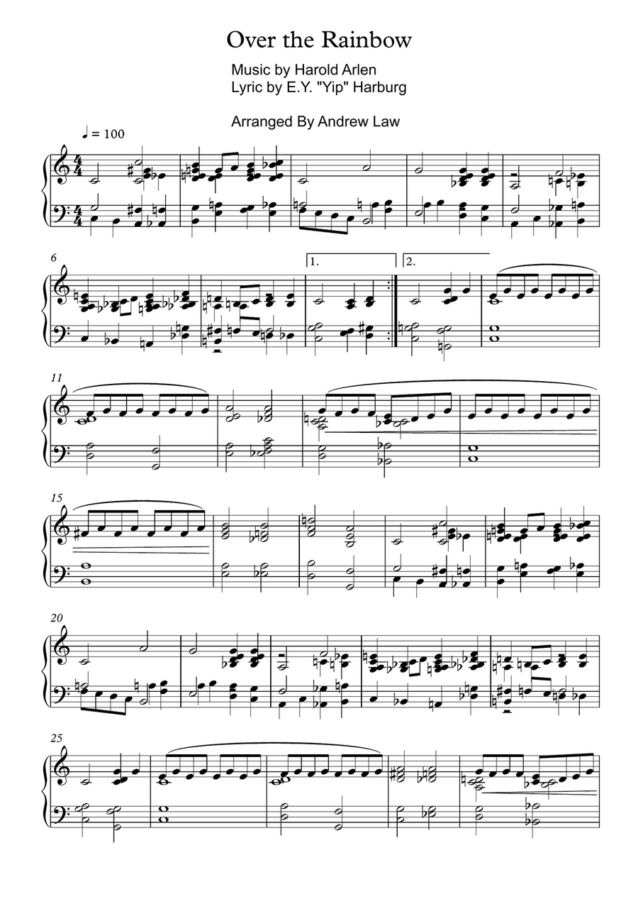 Over The Rainbow (from The Wizard Of Oz) Piano Solo scores gallery preview page 2
