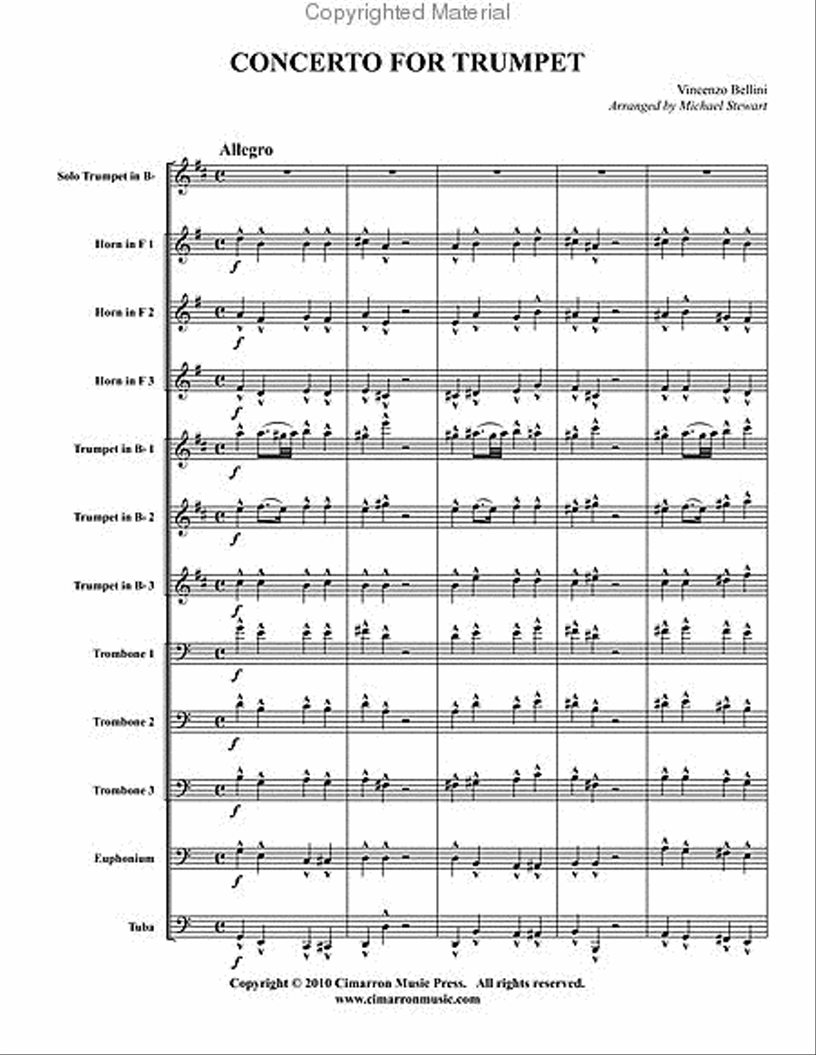 Concerto for Trumpet Brass Ensemble scores gallery preview page 2