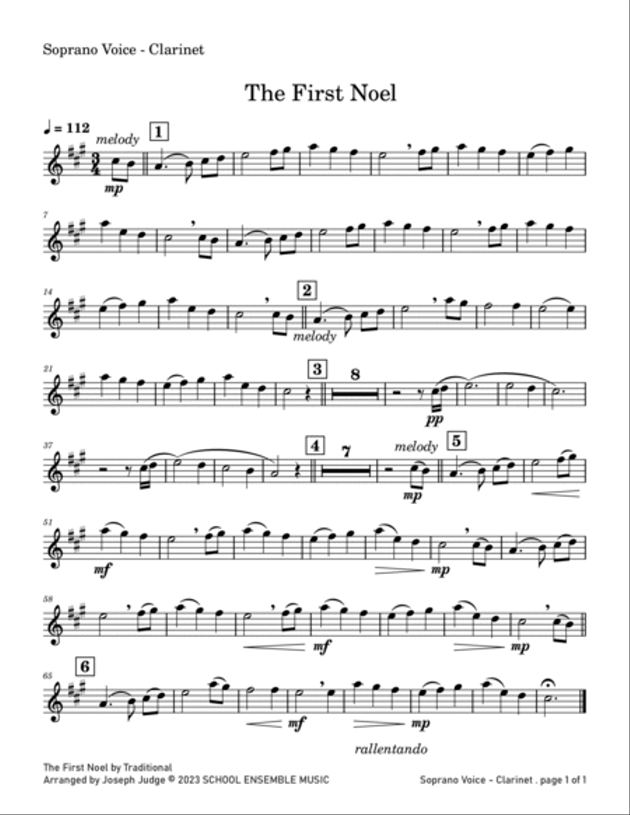 The First Noel for Clarinet Quartet in Schools Clarinet Quartet scores gallery preview page 4