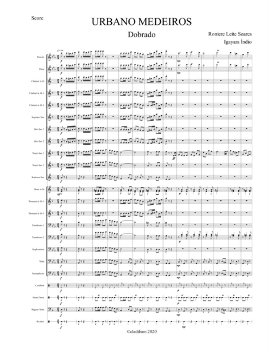 Urbano Medeiros (dobrado): arranjo para banda-de-música Marching Band scores gallery preview page 4