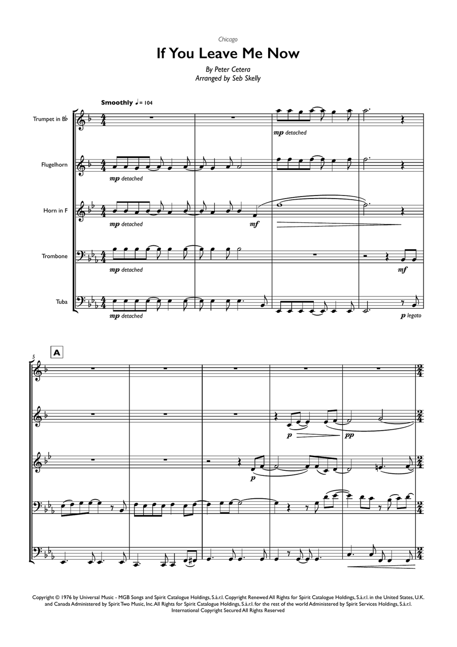 If You Leave Me Now If You Leave Me Now Brass Ensemble scores gallery preview page 1