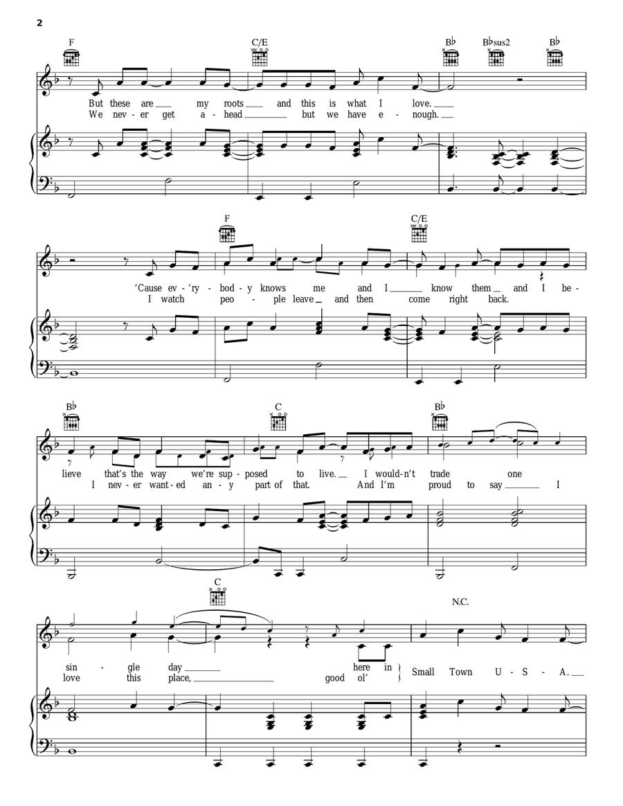 Small Town USA Piano, Vocal, Guitar scores gallery preview page 2