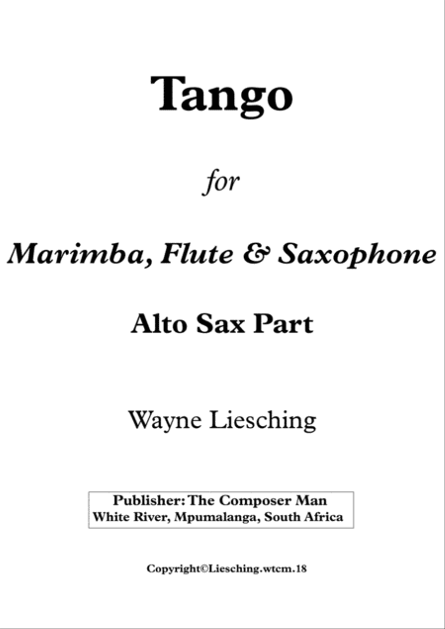 Tango for Marimba, Flute & Sax (Alto Saxophone Part) Flute scores gallery preview page 1