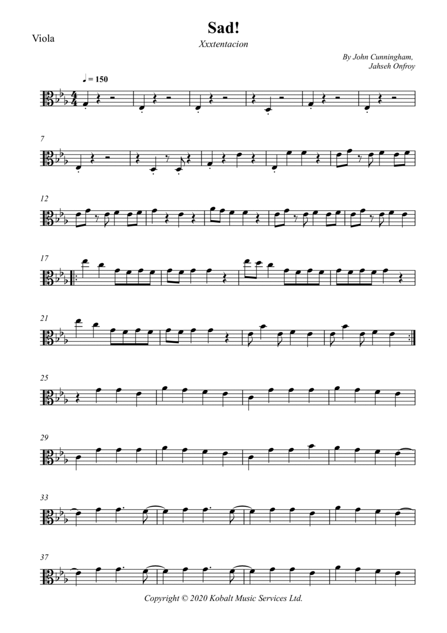 Sad! Viola Solo scores gallery preview page 1