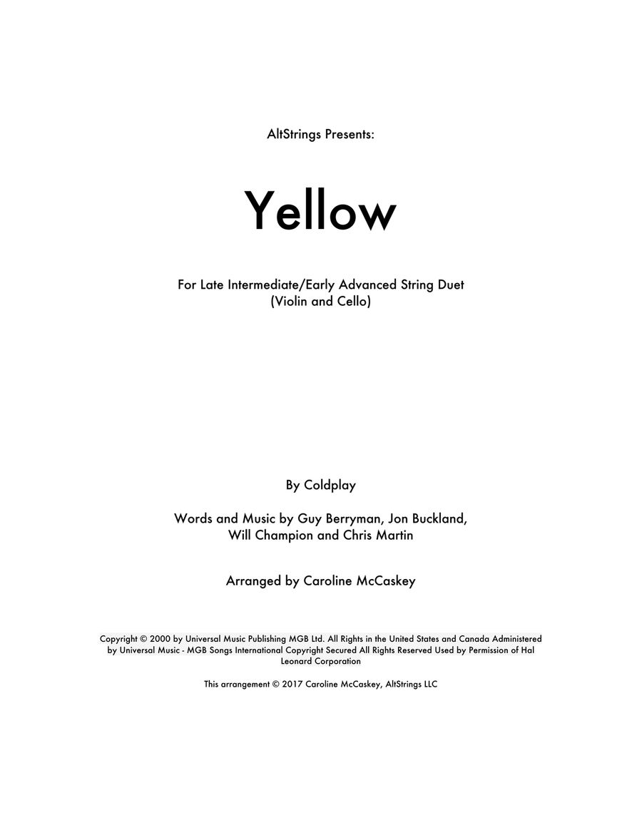 Yellow Yellow String Duet scores gallery preview page 1
