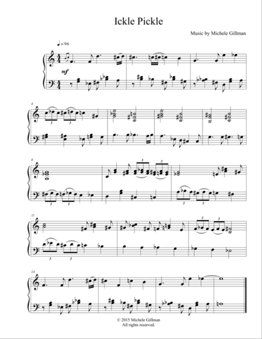 Ickle Pickle Ickle Pickle Piano Solo scores gallery preview page 1