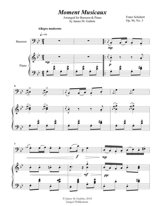 Schubert: Moment Musicaux for Bassoon & Piano