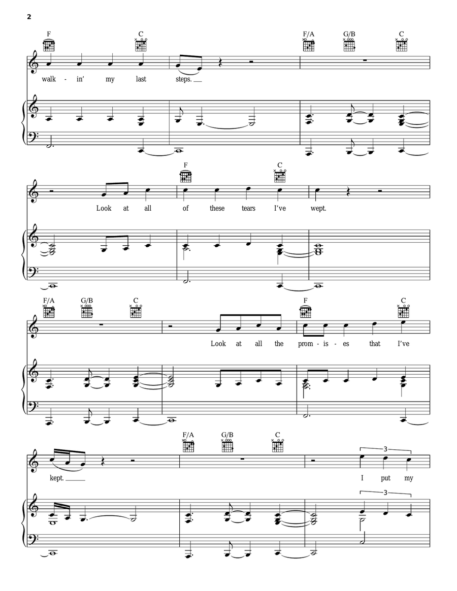Purpose Piano, Vocal, Guitar scores gallery preview page 2