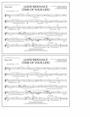 Good Riddance (Time of Your Life) - Tenor Sax