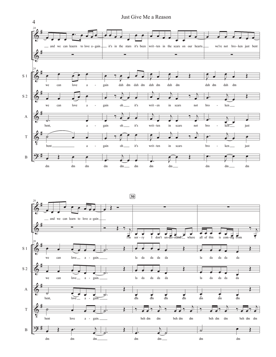 Just Give Me A Reason Divisi scores gallery preview page 4