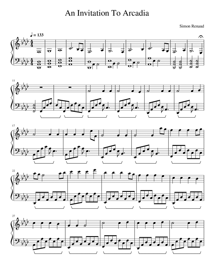 Arcadia (Intermediate piano solo, classical contemporary)