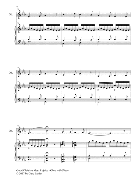 GOOD CHRISTIAN MEN, REJOICE (Oboe with Piano & Score/Part) image number null
