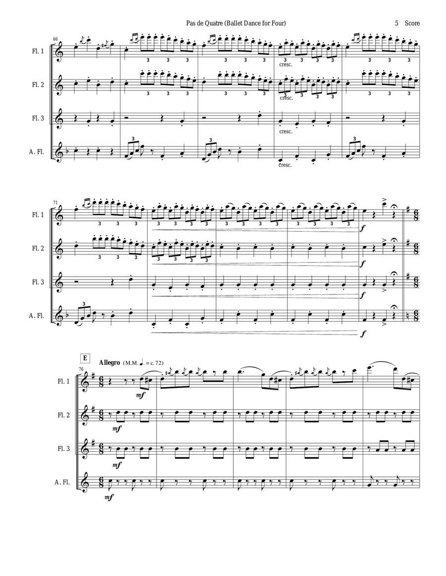 Verdi - Ballet Music set for flute quartet (from Jerusalem Act III) Flute Quartet scores gallery preview page 5