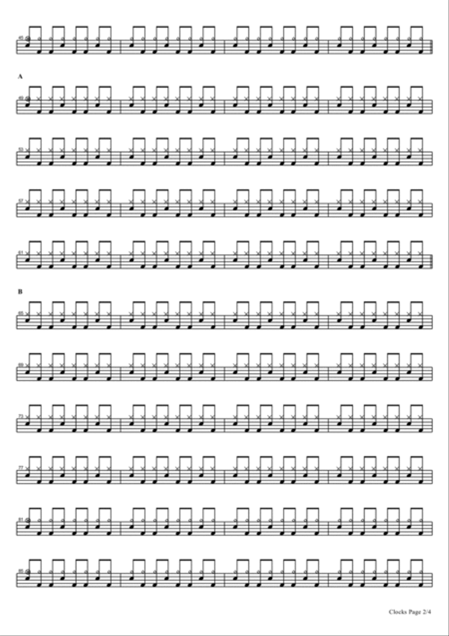 Clocks Clocks Drum Set scores gallery preview page 2