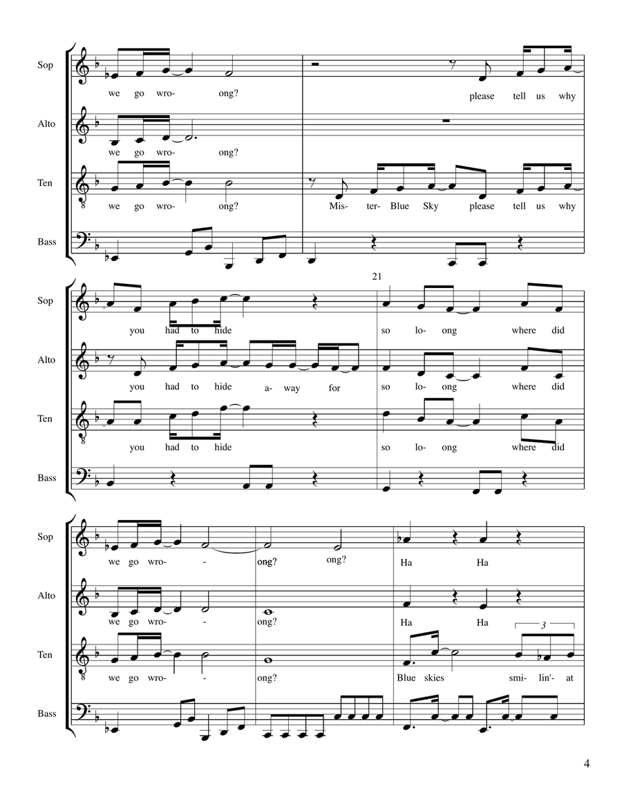 Mr. Blue Sky Mr. Blue Sky 4-Part scores gallery preview page 4