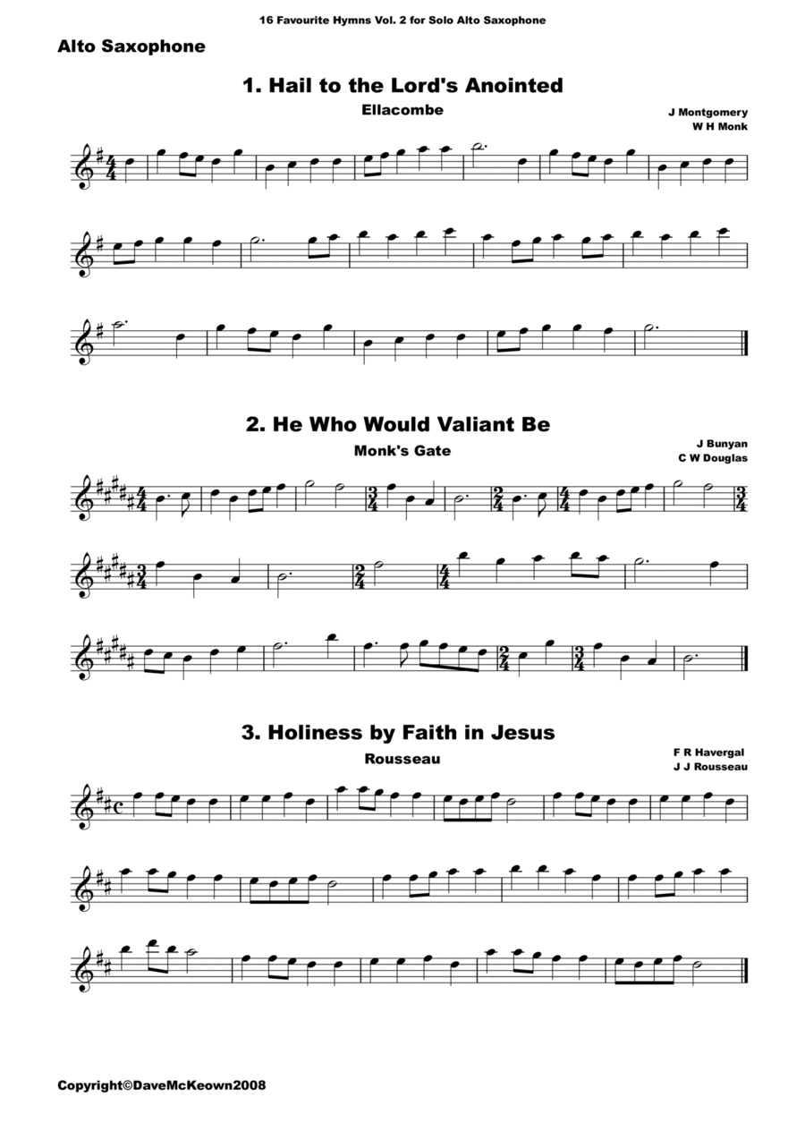 16 Favourite Hymns Vol.2 for solo Alto Saxophone Alto Saxophone scores gallery preview page 1